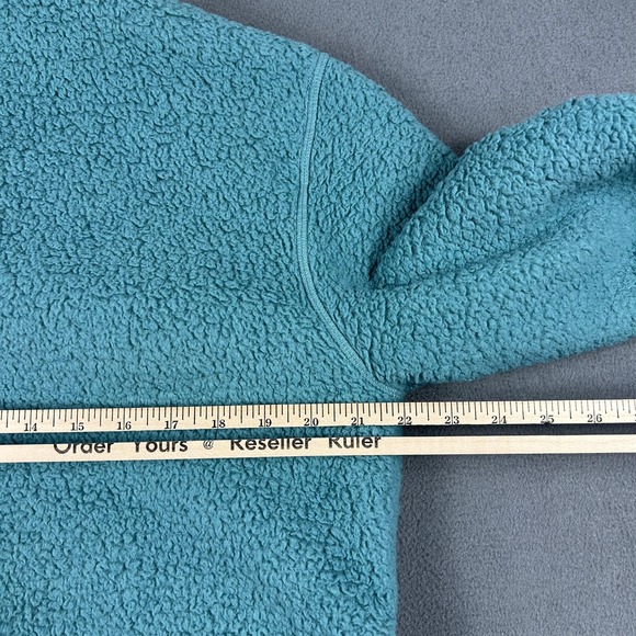 Outerknown Jacket Mens Medium Teal Sherpa Fleece Snap‎ Front Shirt Shacket Coat - Picture 6 of 7